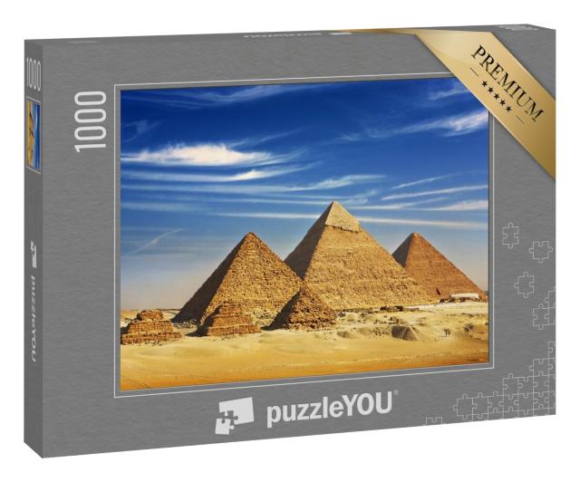 Puzzle 1000 Teile „Gesamtansicht der Pyramiden vom Gizeh-Plateau, Ägypten“