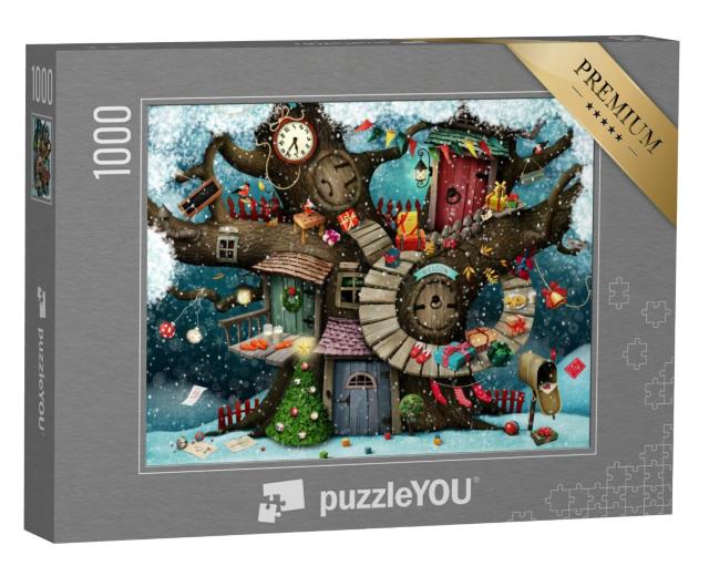 Puzzel 1000 stukjes „Feestelijke kerstwenskaart“