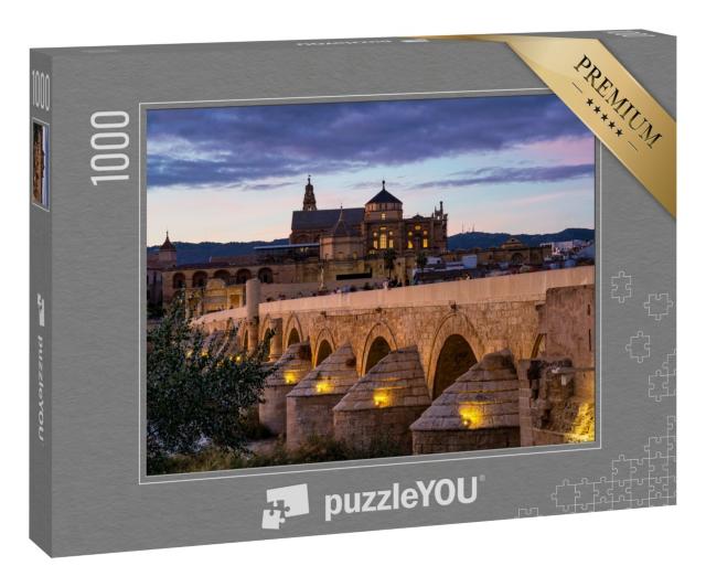 Puzzle „Mezquita und Puente Romano bei Nacht, Córdoba, Andalusien“