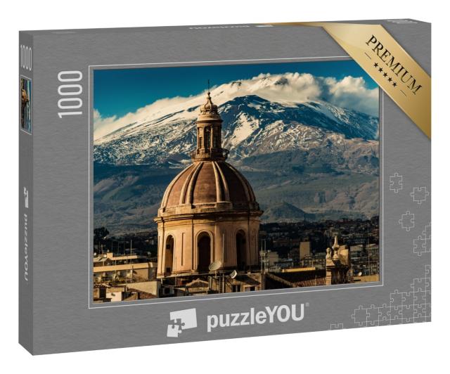 Puzzle 1000 Teile „Kuppel der Kathedrale von Catania vor dem Ätna, Sizilien, Italien“