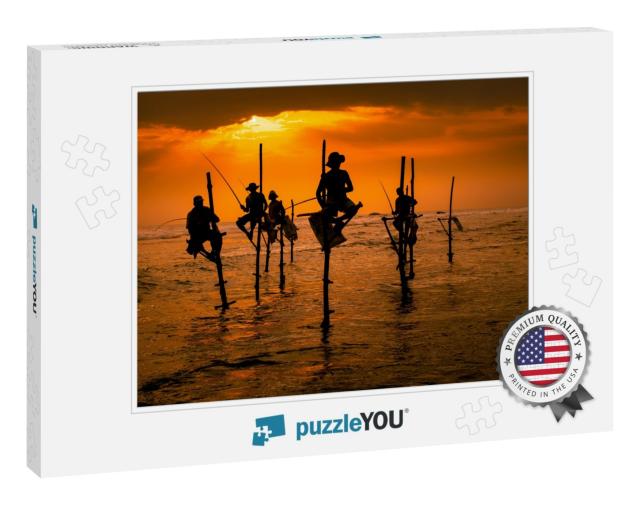 Silhouettes of the Traditional Fishermen At the Sunset in... Jigsaw Puzzle