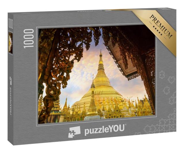 Puzzle 1000 Teile „Mit goldenem Licht überflutete Shwedagon-Pagode in Yangon, Myanmar“