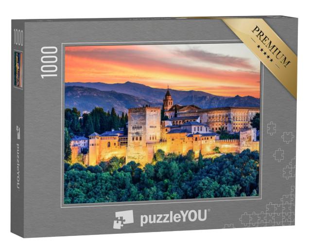 Puzzel 1000 stukjes „Alhambra bij zonsondergang, Granada, Spanje“