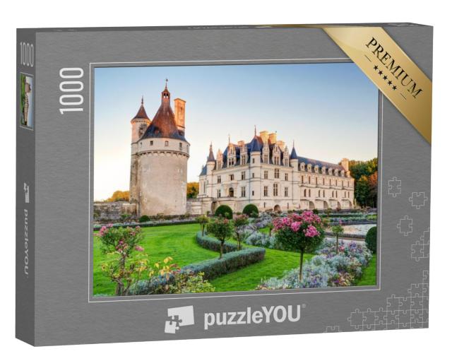 Puzzel 1000 stukjes „Chateau de Chenonceau in de avond, Loire-vallei, Frankrijk“