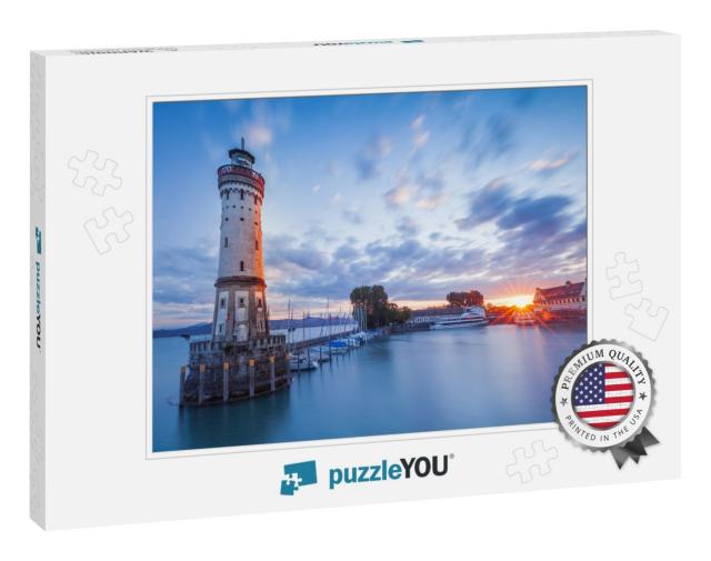 Lindau, Germany - Lighthouse At Port of Lindau Harbor, La... Jigsaw Puzzle
