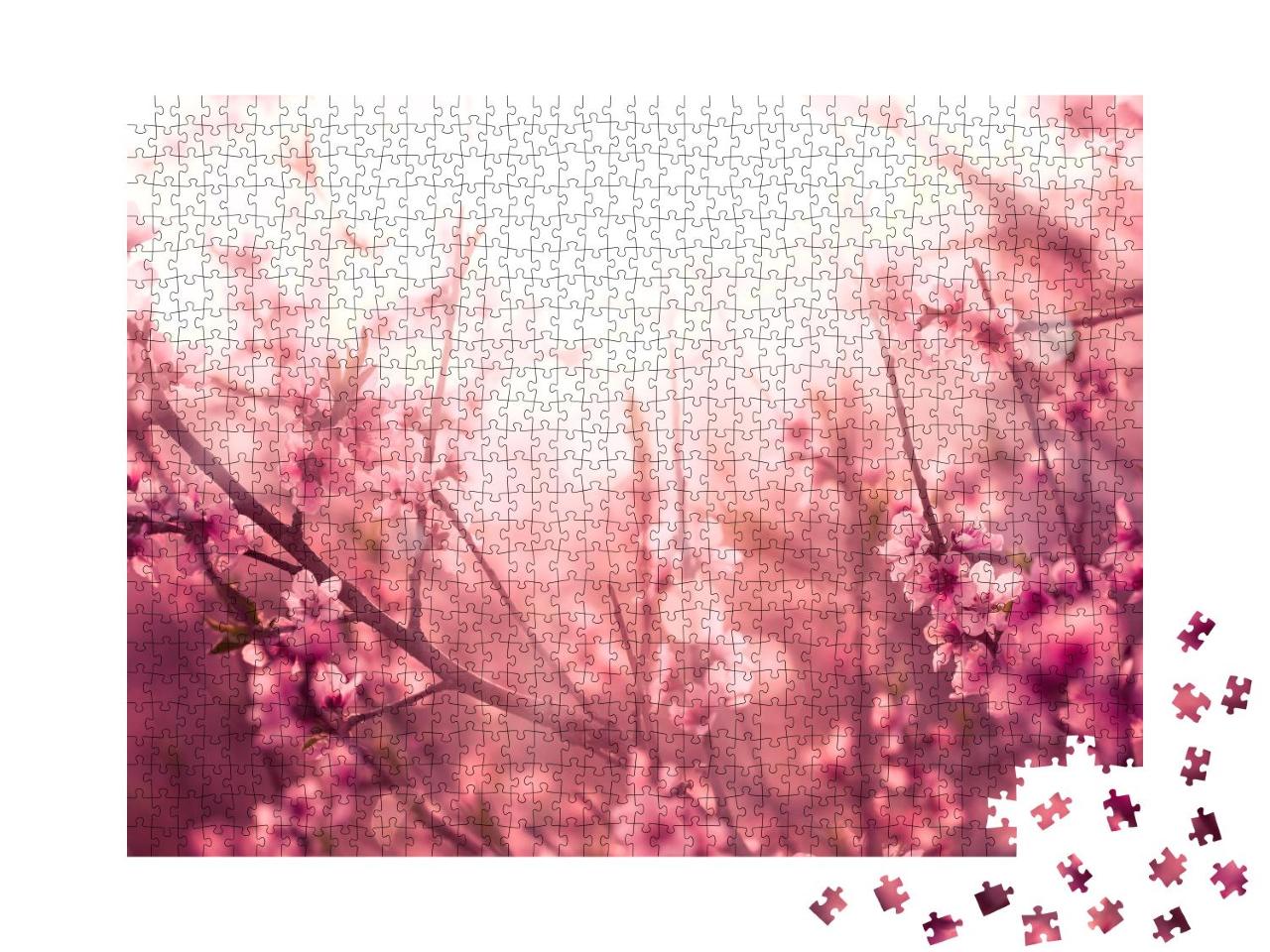 Puzzle 1000 Teile „Zartes Frühlingslicht in blühenden Kirschbaumzweigen“