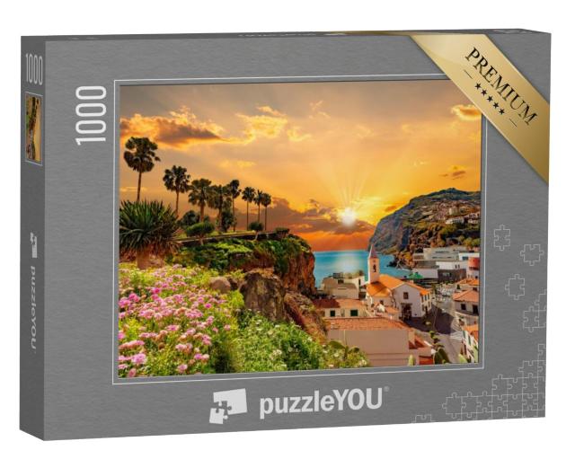 Puzzel 1000 stukjes „Zonsondergang over de kustlijn van Madeira, Portugal“