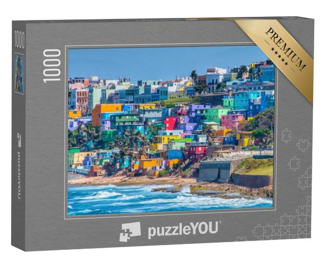 Puzzel 1000 stukjes „Kleurrijke huizen op het strand in San Juan, Puerto Rico“