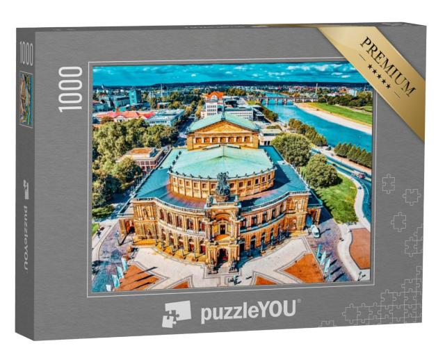 Puzzel 1000 stukjes „Indrukwekkend uitzicht op de Semperoper, Dresden, Duitsland“