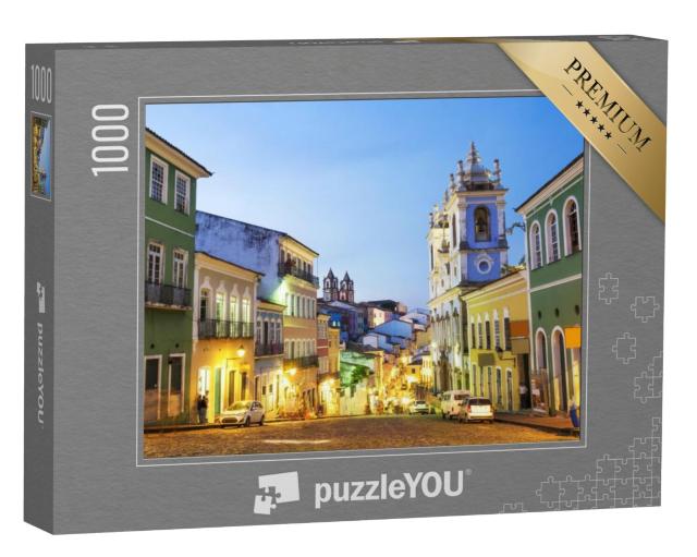 Puzzel 1000 stukjes „Kleurrijke koloniale huizen in de historische wijk Pelourinho, Salvador, Brazilië“