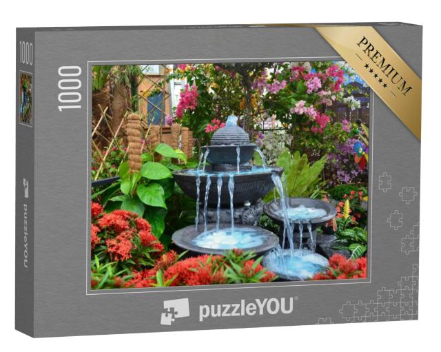 Puzzel 1000 stukjes „Helder water stroomt uit een stenen fontein“