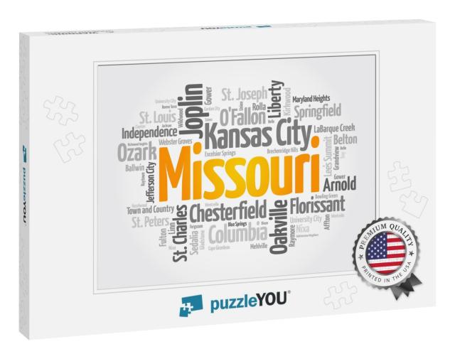 List of Cities in Missouri USA State, Word Cloud Concept B... Jigsaw Puzzle