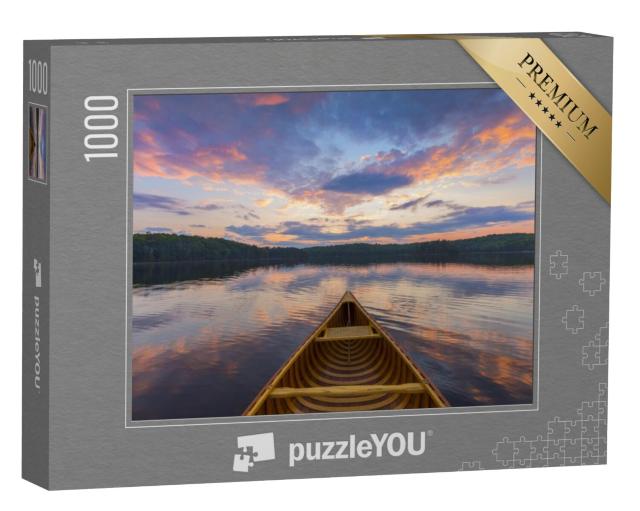 Puzzel 1000 stukjes „Boeg van een cederhouten kano bij zonsondergang, Ontario, Canada“