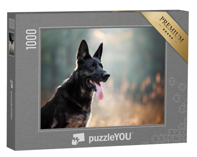 Puzzel 1000 stukjes „Een close-up van een zwarte herdershond“