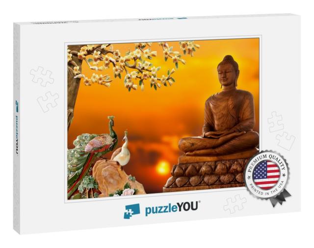 3D Buddha Background Wallpaper for Walls... Jigsaw Puzzle