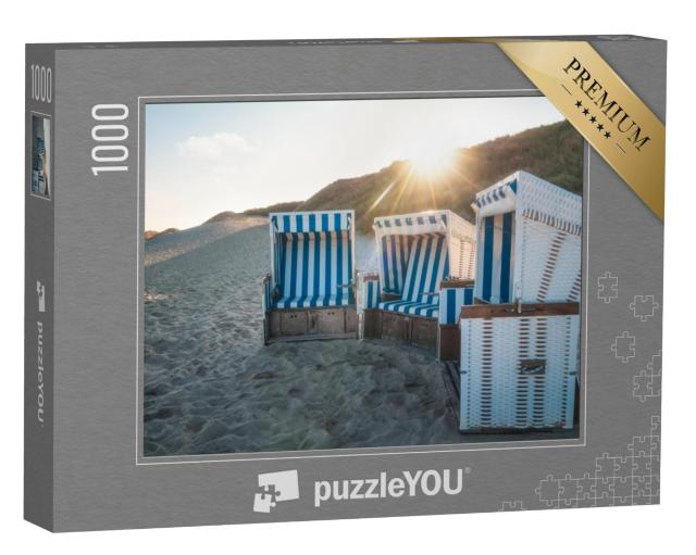 Puzzel 1000 stukjes „Strandstoelen bij zonsopgang op het eiland Sylt“