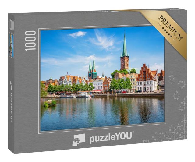 Puzzle 1000 Teile „Panoramablick auf die historische Skyline der Hansestadt Lübeck “