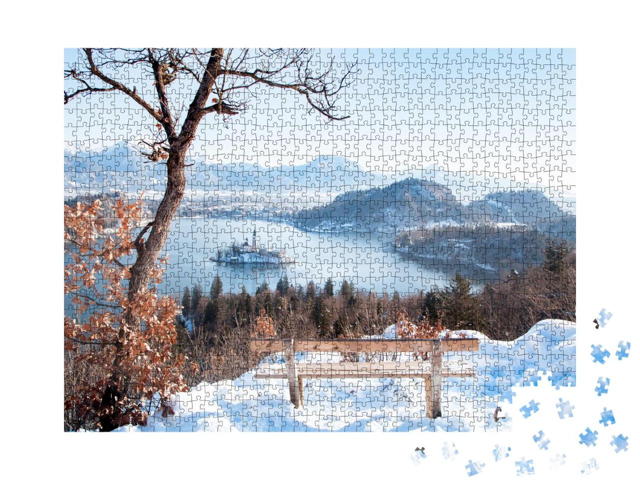 Puzzle 1000 Teile „Blick auf den berühmten Bleder See mit der Insel Bled, Slowenien“