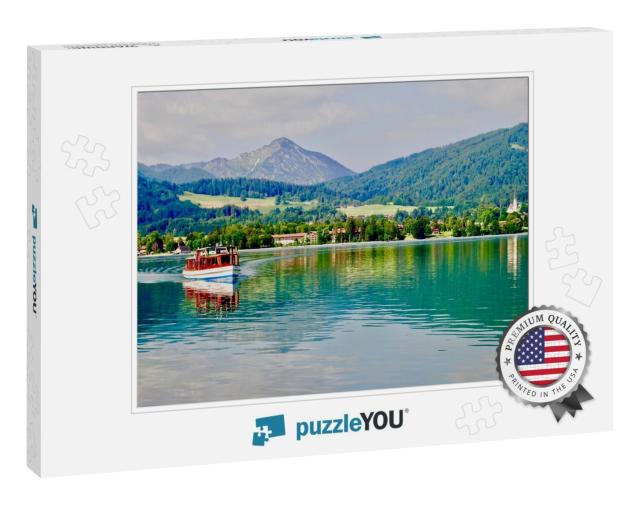 A Boat Makes Its Way Across Lake Tegernsee in Bavaria, Ge... Jigsaw Puzzle
