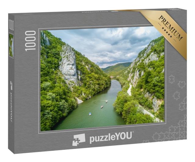 Puzzle 1000 Teile „In den Fels gemeißelter Decebal-Kopf, Donau-Schluchten, Rumänien“
