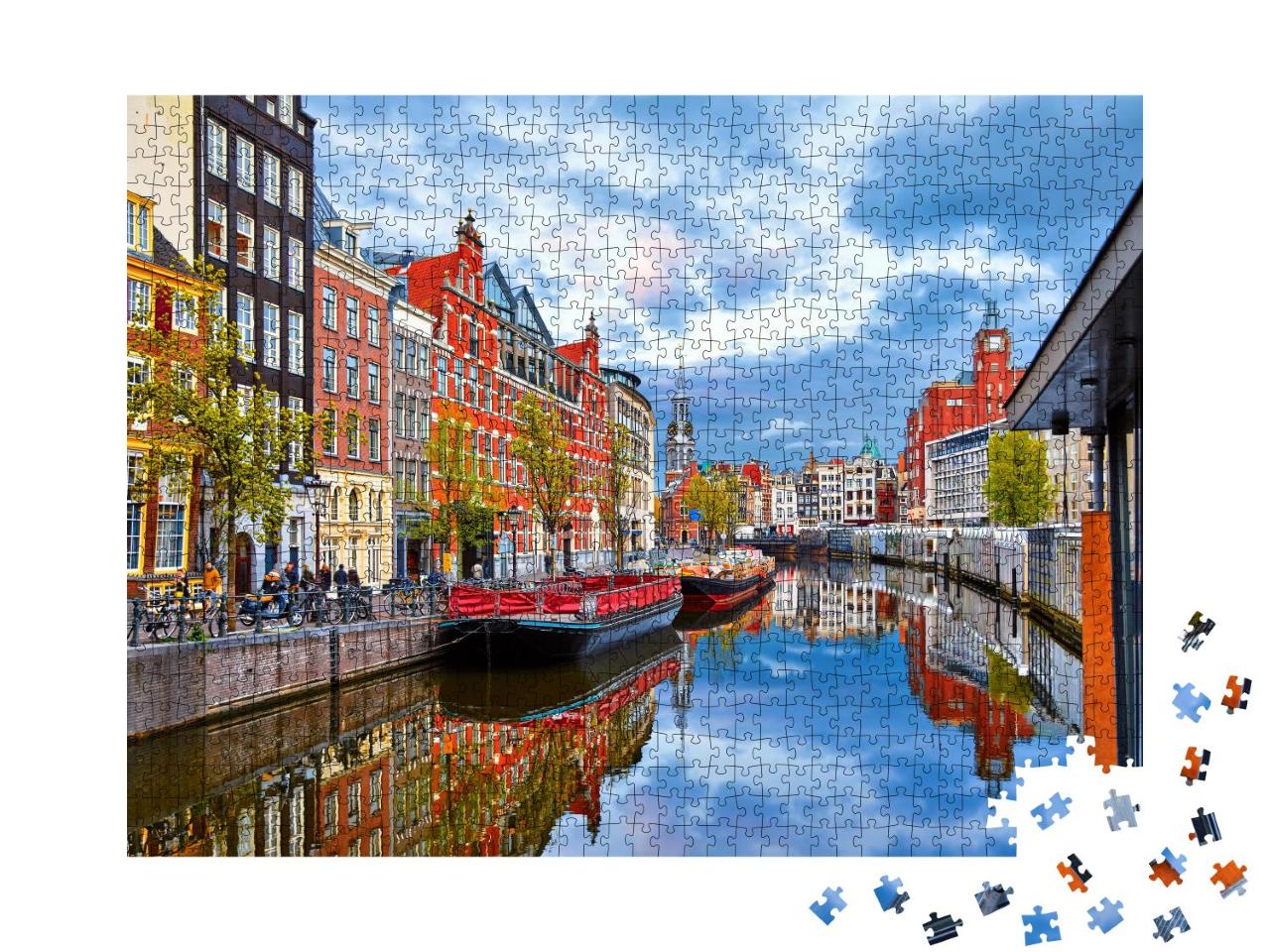 Puzzle 1000 Teile „Kanal in Amsterdam im Frühling, Niederlande“