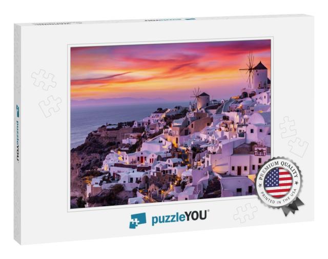 The Village of Oia on Santorini Island in Greece During a... Jigsaw Puzzle
