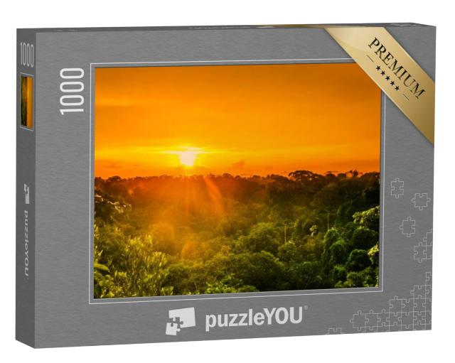 Puzzel 1000 stukjes „Zicht op de zonsondergang boven het regenwoud in Brazilië“