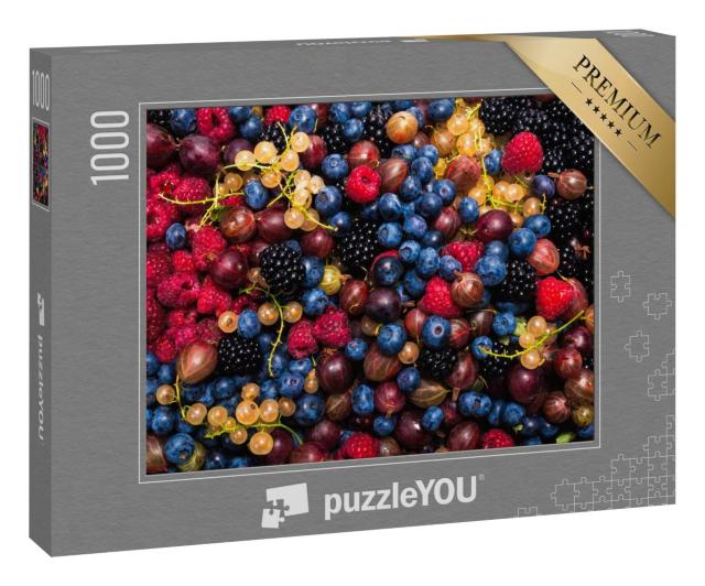 Puzzle 1000 Teile „Johannisbeeren, Stachelbeeren, Heidelbeeren, Maulbeeren, Himbeeren“