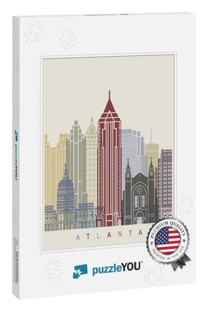 Atlanta Skyline Poster in Editable Vector File... Jigsaw Puzzle