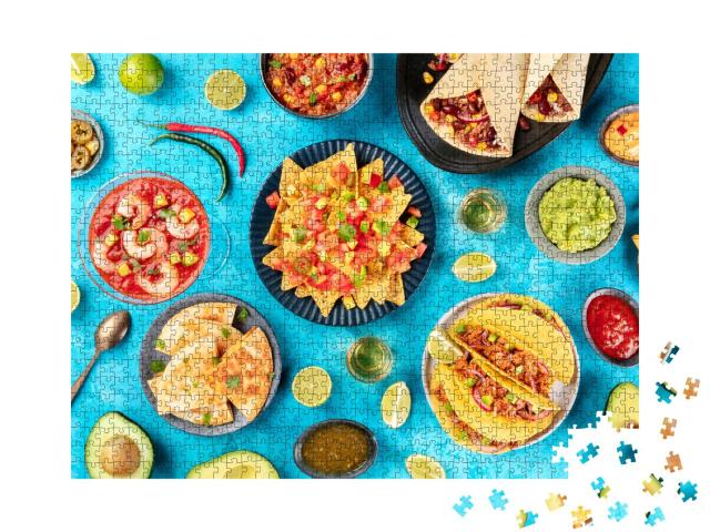 Puzzle 1000 Teile „Auswahl an typisch mexikanischen Gerichten“