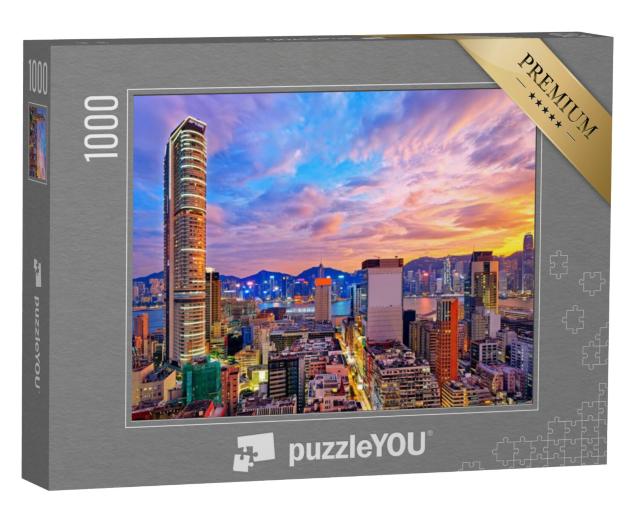 Puzzel 1000 stukjes „Skyline van Hongkong bij zonsondergang“