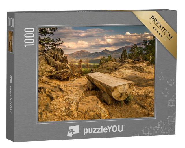 Puzzel 1000 stukjes „Parkbank in Rocky Mountain National Park, Colorado“