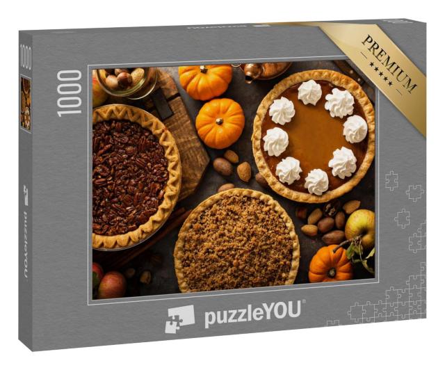 Puzzle 100 Teile „Herbstkuchen: Kürbis, Pekannuss und Apfelstreusel“