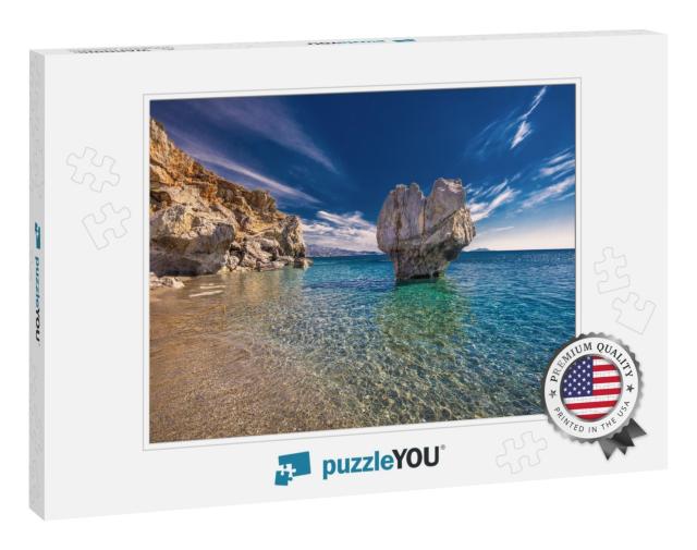 Preveli Beach on Crete Island with Azure Clear Water, Gre... Jigsaw Puzzle