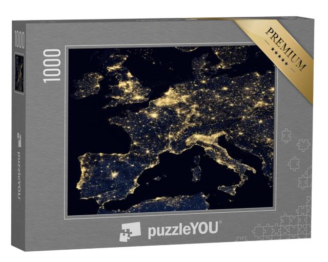 Puzzel 1000 stukjes „Stadslichten op de wereldkaart, Europa, NASA“