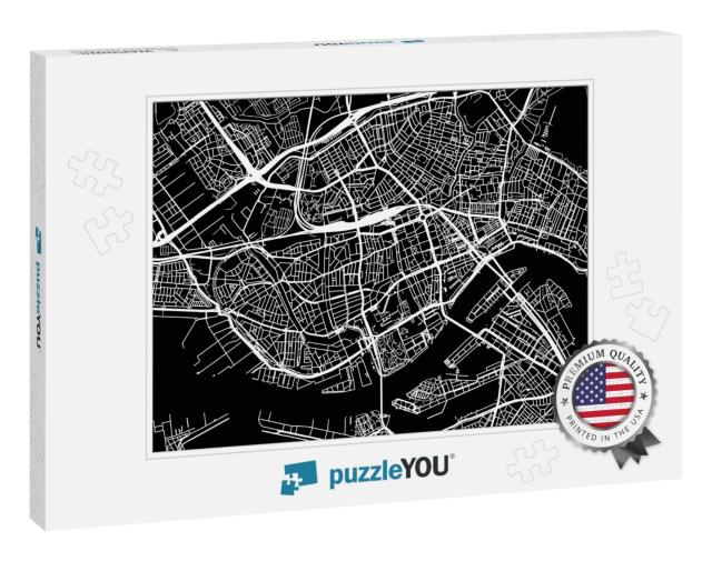 Urban Vector City Map of Rotterdam, the Netherlands... Jigsaw Puzzle