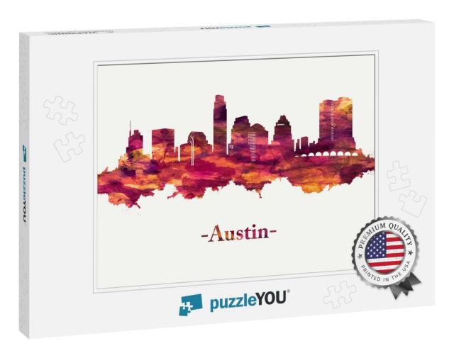 Red Skyline of Austin, the State Capital of Texas, an Inl... Jigsaw Puzzle