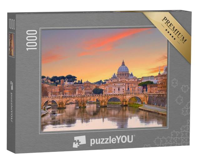 Puzzel 1000 stukjes „Sint-Pietersbasiliek bij zonsondergang, Rome, Italië“