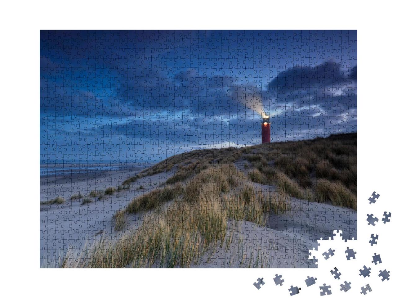 Puzzle 1000 Teile „Leuchtturm in der Abenddämmerung, Texel, Holland“