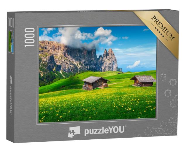 Puzzel 1000 stukjes „Schilderachtig landschap van de Alpe di Siusi, Dolomieten, Zuid-Tirol“