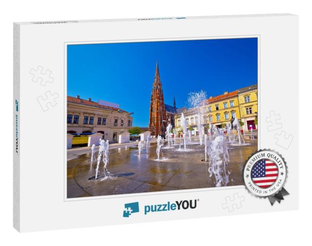 Osijek Main Square Fountain & Cathedral View, Slavonija R... Jigsaw Puzzle