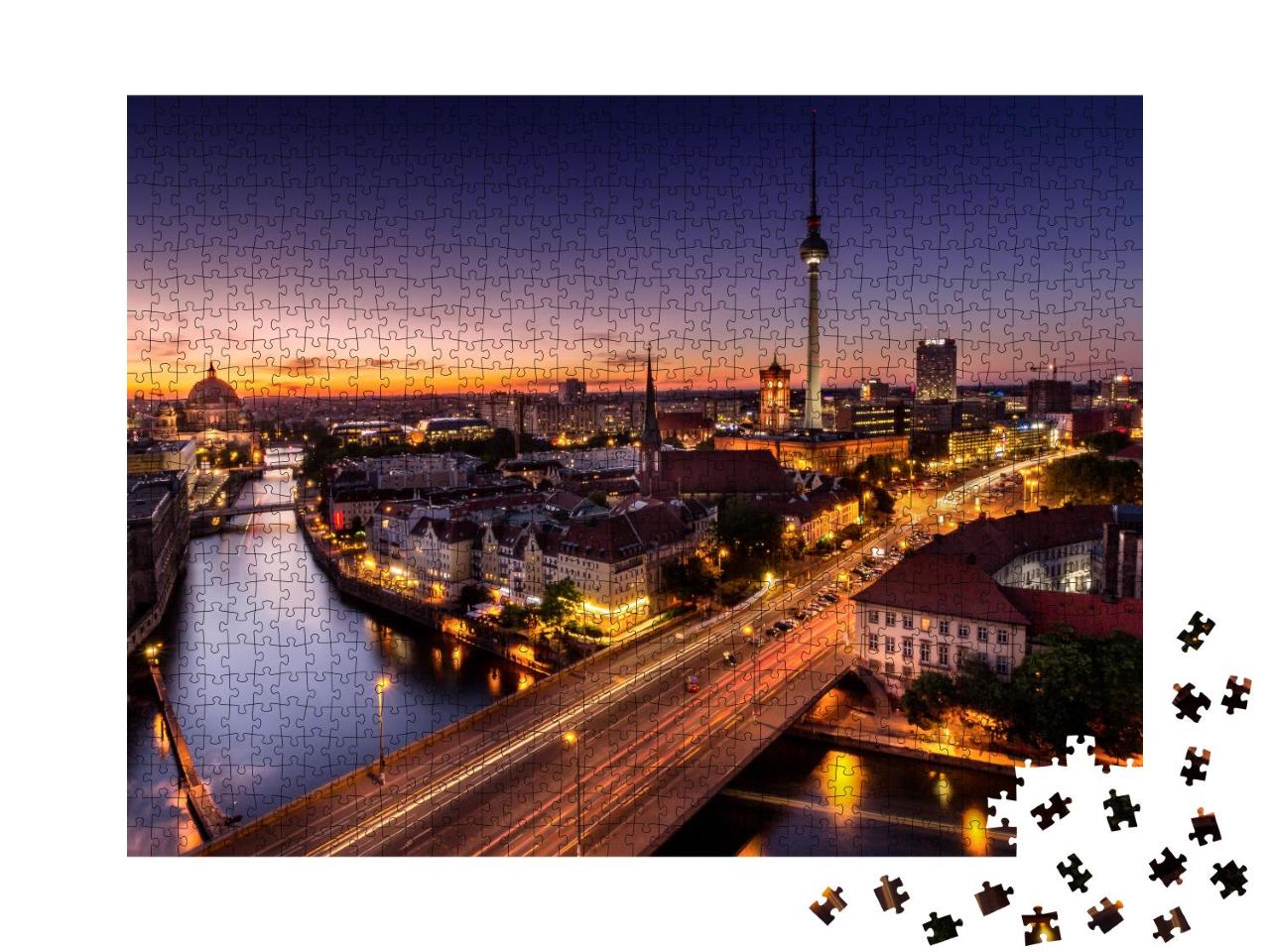 Puzzle 1000 Teile „Berlin kurz nach Sonnenuntergang, Deutschand“