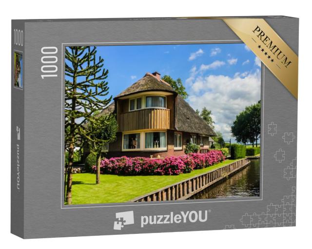 Puzzel 1000 stukjes „Het huis en de tuin van Giethoorn, Nederland“