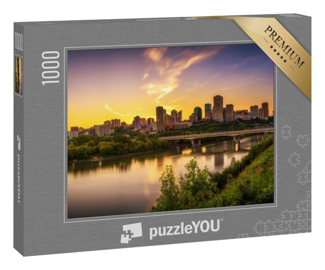 Puzzle 1000 Teile „Sonnenuntergang über Edmonton Downtown, Kanada“