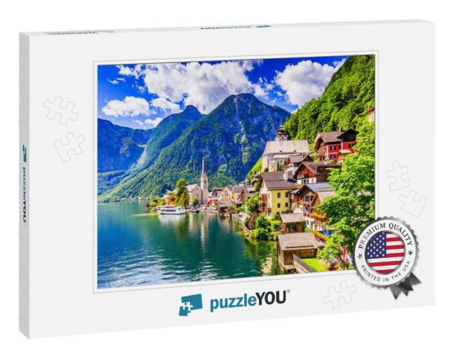 Hallstatt, Austria. Mountain Village in the Austrian Alps... Jigsaw Puzzle