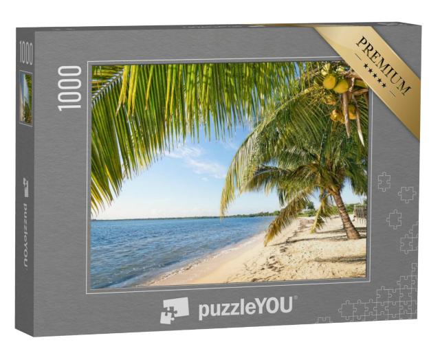 Puzzel 1000 stukjes „Strandpalm en turquoise zee bij Playa Larga, Cuba“