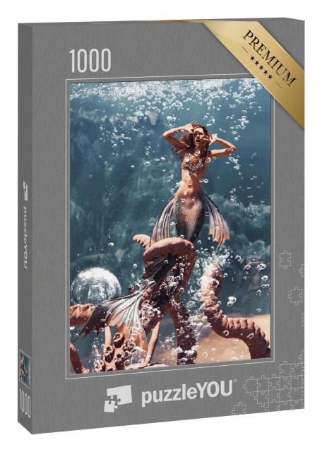 Puzzle 1000 Teile „Digitale Kunst: Meerjungfrau in Gefahr“
