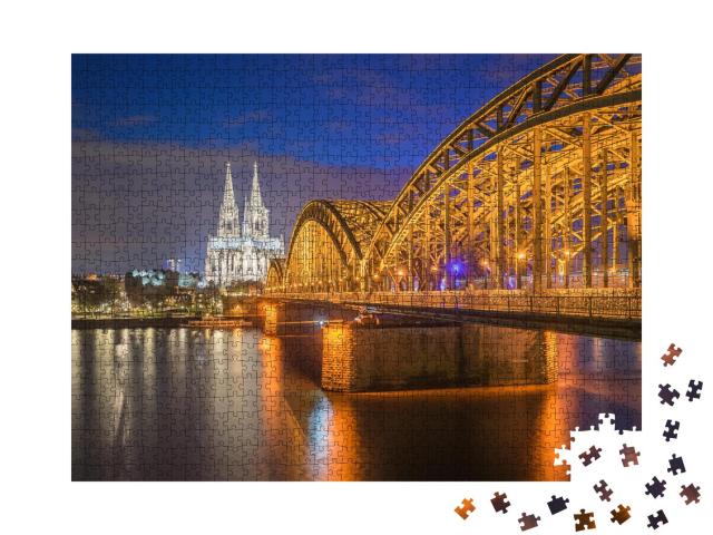 Puzzle 1000 Teile „Nachtansicht des Kölner Doms in Köln, Deutschland“