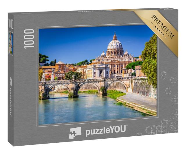 Puzzle 1000 Teile „Vatikan-Kuppel der Basilika St. Peter über den Tiber, Rom“