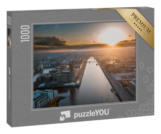 Puzzle 1000 Teile „Sonnenuntergang über Dublin am Fluss Liffey“